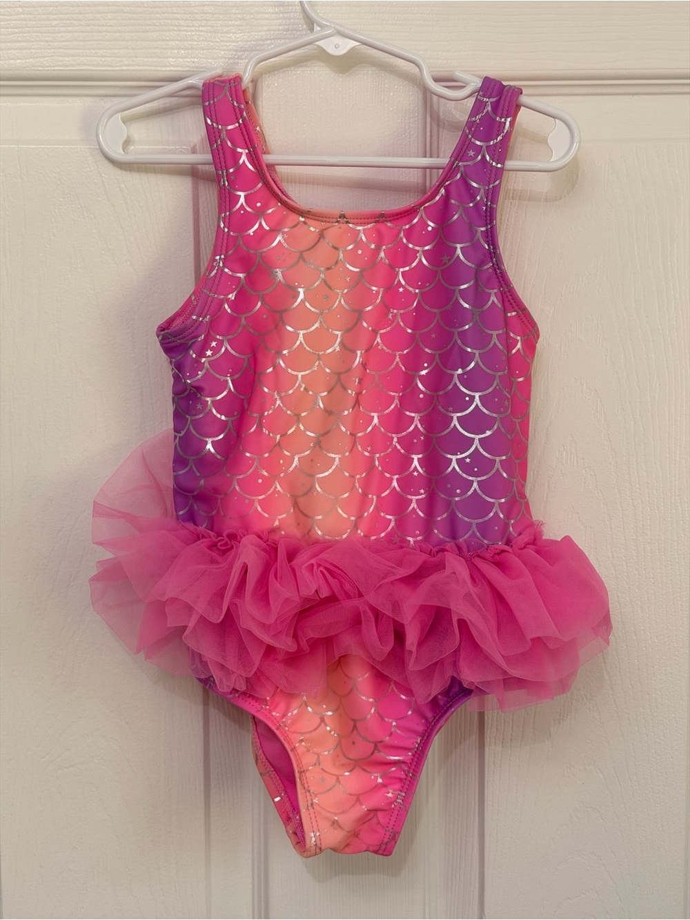 Wonder Nation Toddler Girl Mermaid Tutu One- Piece Swimsuit Size 5T Pink Purple